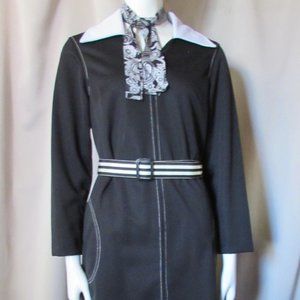 SALE Vintage 1970 Black White Day Dress Flutterbye